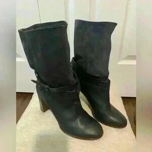 Vince Leather Suede Boots Navy 9